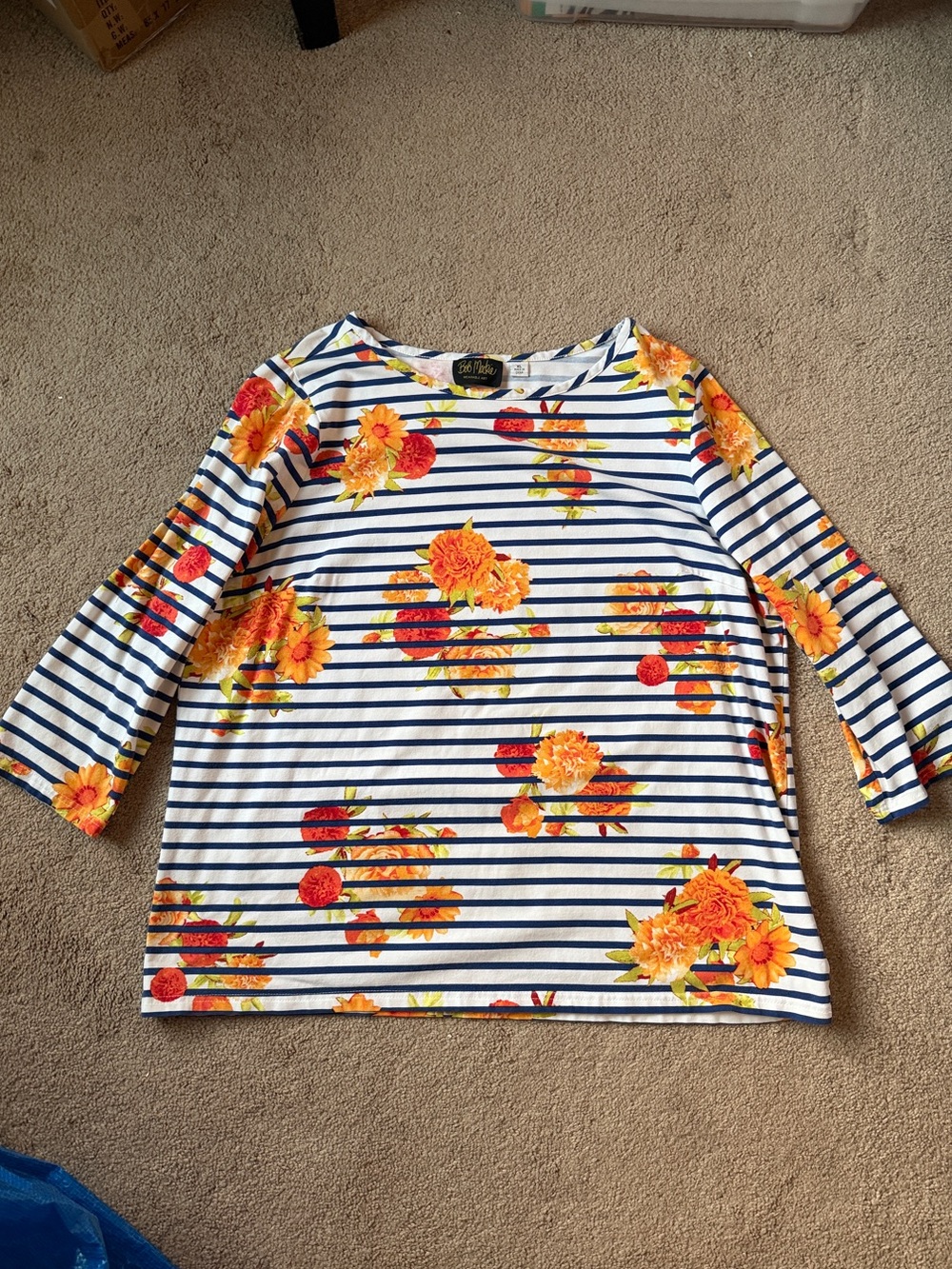 Bob Mackie wearable art 3/4 Sleeve Top